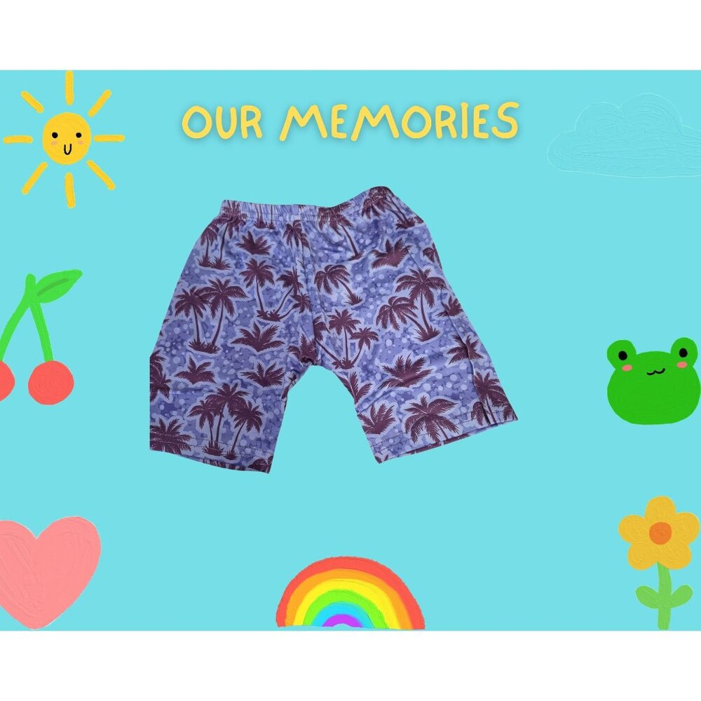 Boys Purple Palm Tree Print Elastic Waist Shorts 18-24 month's